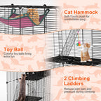 3-Tier Cat Cage Enclosure Indoor Cat Cage Playpen With Hammock Toy Ball Ladder DIY Iron Wire Cat House Kennels Crate For 1-2 Cats Ferret Rabbit Small