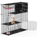 3-Tier Cat Cage Enclosure Indoor Cat Cage Playpen With Hammock Toy Ball Ladder DIY Iron Wire Cat House Kennels Crate For 1-2 Cats Ferret Rabbit Small