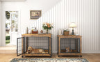 Furniture Dog Cage Crate with Double Doors, Rustic Brown, 38.58'' W x 25.2'' D x 27.17'' H