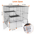 3 Tier Large Cat Cage Enclosure Indoor Cat Playpen Iron Construction Cat House Detachable Cat Crate With 2 Ladders Doors For 1-4 Cats 41.73ÓL x 41.73Ó