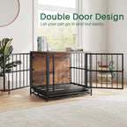 Dog Crate Furniture,Wooden Dog Kennel Indoor,Heavy Duty Dog Cage with Removable Tray, Dog House Double Doors Pet Crate Side