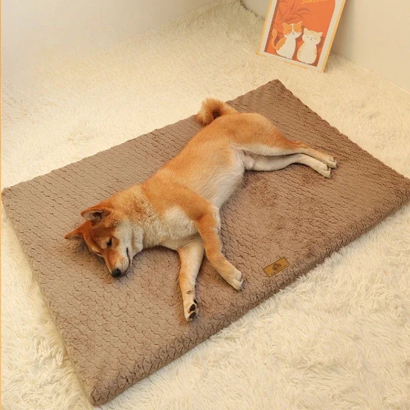 3D Foam Pet Bed with Removable Washable Faux Fur Cover Orthopedic Waterproof Dog Cat Bed for Crate Anti-Slip Bottom Pets Mats