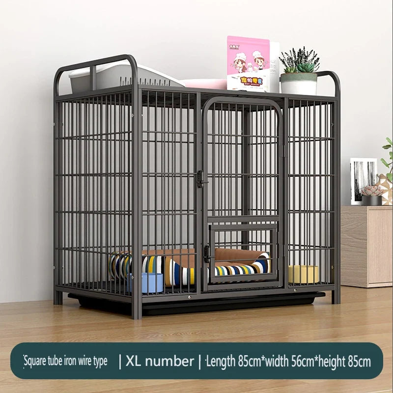 Dog Crate Furniture,Wooden Dog Kennel Indoor,Heavy Duty Dog Cage with Removable Tray, Dog House Double Doors Pet Crate Side