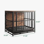 Dog Crate Furniture,Wooden Dog Kennel Indoor,Heavy Duty Dog Cage with Removable Tray, Dog House Double Doors Pet Crate Side