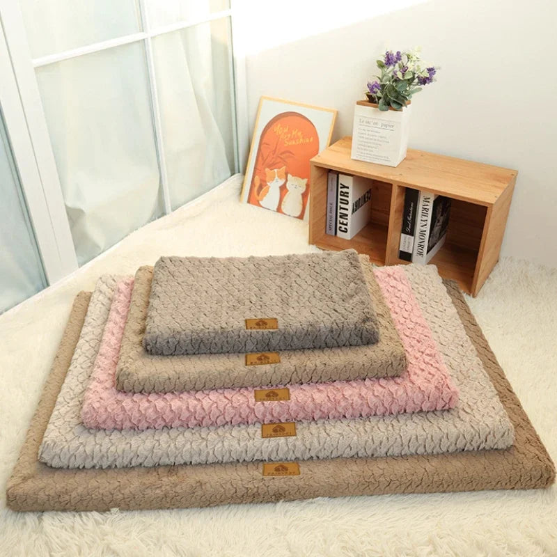 3D Foam Pet Bed with Removable Washable Faux Fur Cover Orthopedic Waterproof Dog Cat Bed for Crate Anti-Slip Bottom Pets Mats