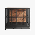 Dog Crate Furniture,Wooden Dog Kennel Indoor,Heavy Duty Dog Cage with Removable Tray, Dog House Double Doors Pet Crate Side