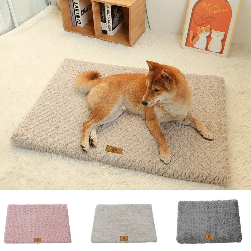 3D Foam Pet Bed with Removable Washable Faux Fur Cover Orthopedic Waterproof Dog Cat Bed for Crate Anti-Slip Bottom Pets Mats