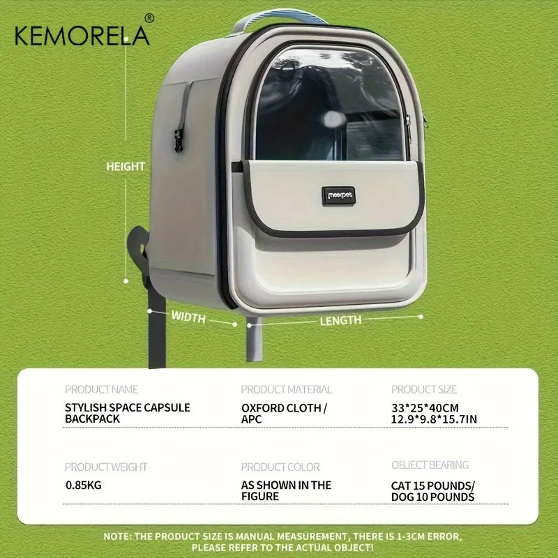 KEMORELA Pet Backpack for Cats And Dogs Large Outdoor Transparent Capsule Breathable Carrying Bag Pet Supplies