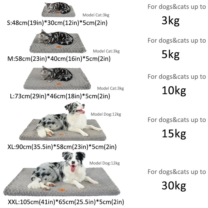 3D Foam Pet Bed with Removable Washable Faux Fur Cover Orthopedic Waterproof Dog Cat Bed for Crate Anti-Slip Bottom Pets Mats