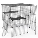 3 Tier Large Cat Cage Enclosure Indoor Cat Playpen Iron Construction Cat House Detachable Cat Crate With 2 Ladders Doors For 1-4 Cats 41.73ÓL x 41.73Ó